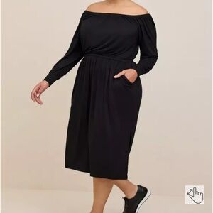 Torrid Midi Supersoft Slit Dress Black